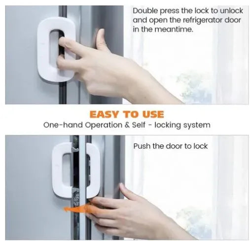 “High-Quality Fridge Lock – Baby Safety, Self-Adhesive, Double-Press Unlock, Home Kitchen”