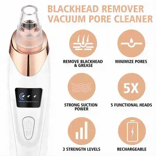 “5-in-1 Rechargeable Blackhead Remover – Vacuum Suction, Acne & Pore Cleaner with LED Display”