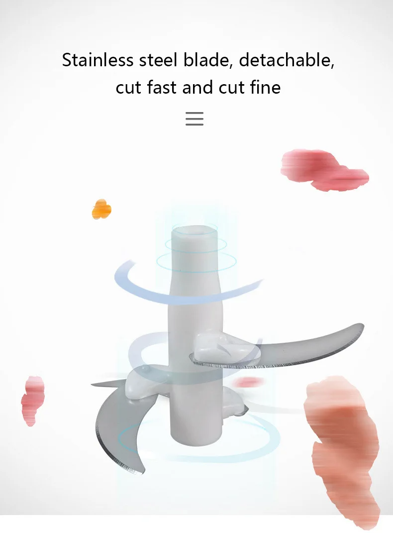 “Imported Manual Hand-Push Food Chopper – 2L, 3 Stainless Steel Blades for Easy Chopping & Mixing”